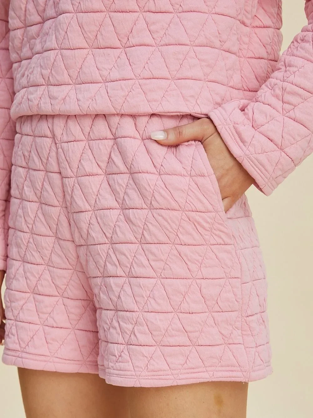 Quilted Pink Lounge Short Set - Women's Matching Sets Sz 1X [14/16]